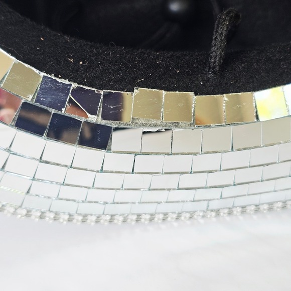 Rave Wear Disco Cowboy Hat Silver Mirror Tile Festival Party Glam Bachelorette main image 3